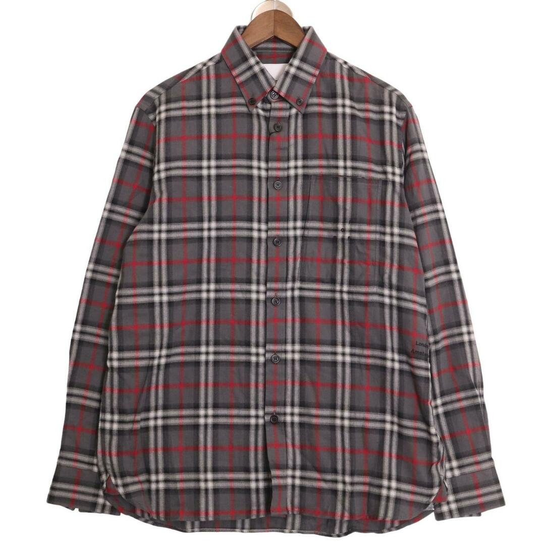 BURBERRY(バーバリー)のバーバリー ｸﾞﾚｰ×赤 8057292 ﾌﾞﾗｰﾁｪｯｸ長袖ｼｬﾂ S メンズのトップス(その他)の商品写真