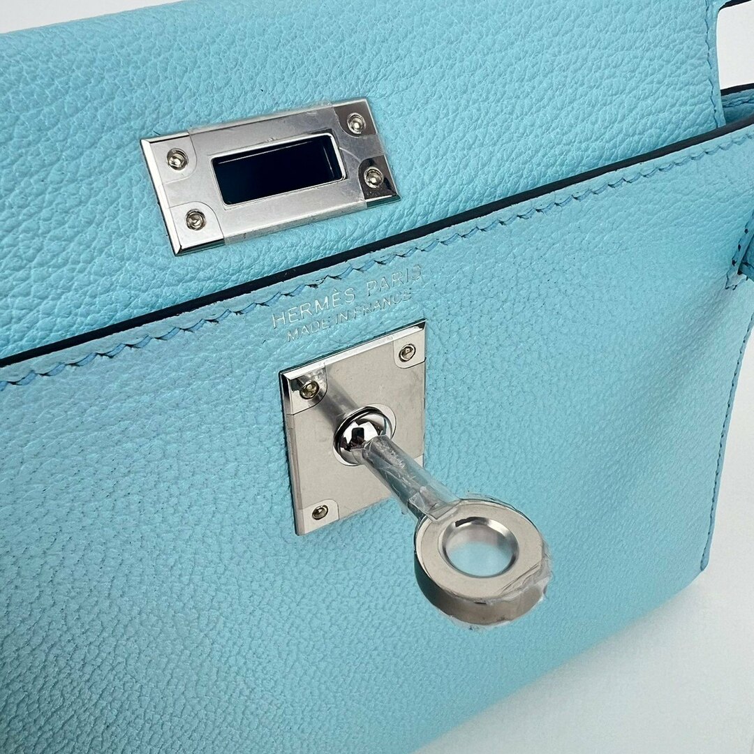 Hermes(エルメス)の新品未使用 B刻 HERMES エルメス Mini Kelly ミニケリー Bleu zephyr ブルーゼフィール PHW シルバー金具 レディースのバッグ(ショルダーバッグ)の商品写真