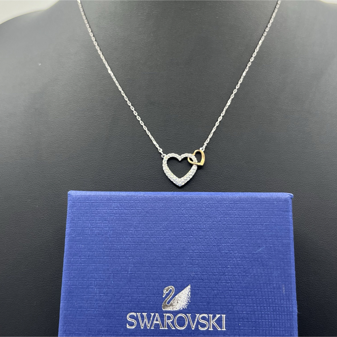 【オープンハート】スワロフスキー　ネックレス　ハート　2連　SWAROVSKI