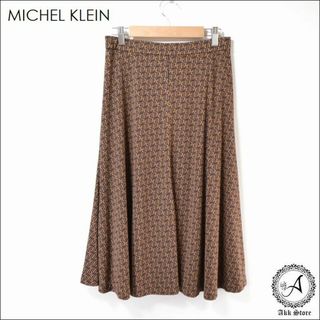 ミッシェルクラン(MICHEL KLEIN)のMICHEL KLEIN レディース スカート フレア ミディ丈 総柄 M(ひざ丈スカート)