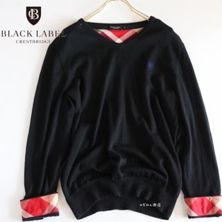 ブラックレーベルクレストブリッジ(BLACK LABEL CRESTBRIDGE)の【BLACK LABEL CRESTBRIDGE】薄手Vネックニット　黒　M★(ニット/セーター)