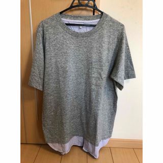 グローバルワーク(GLOBAL WORK)のTシャツ　レイヤード風　杢グレー　サイズXL(Tシャツ/カットソー(半袖/袖なし))