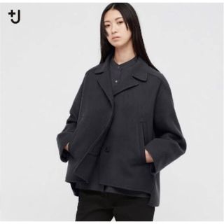 ユニクロ(UNIQLO)の【即完売】UNIQLO＋J　ダブルフェイスシャツジャケット　ネイビー　L(ピーコート)