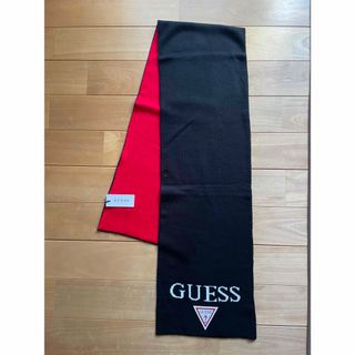 【未使用品】GUESS マフラー 黒赤 176cm