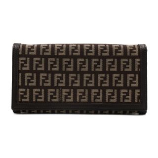 フェンディ(FENDI)のFENDI フェンディ ズッキーノ  長財布 8M0000 キャンバス レザー  ブラウン   二つ折り 【本物保証】(財布)