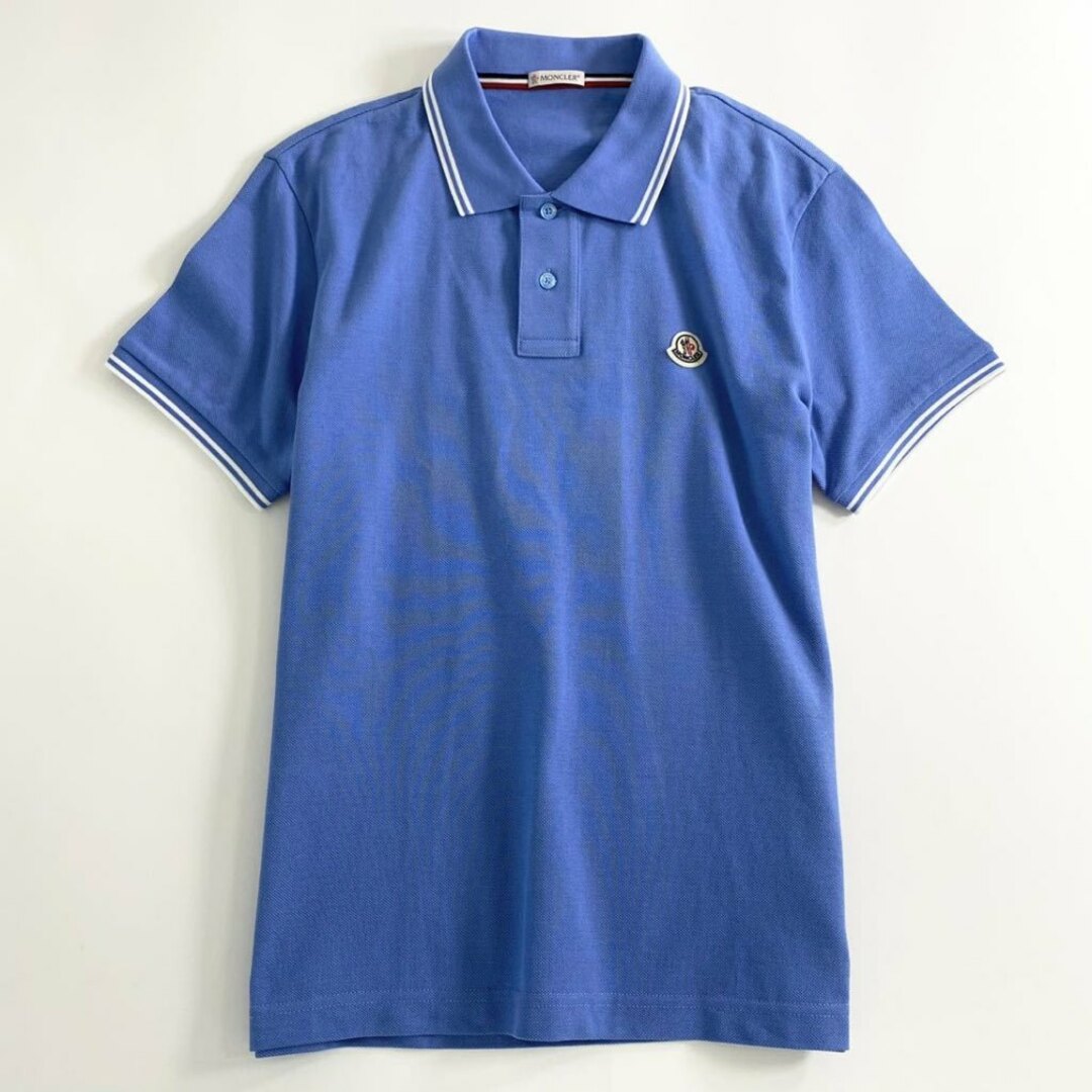 ビール 7e19-14 タグ付 MONCLER モンクレール ロゴワッペンポロシャツ サイズS ブルー MAGLIA POLO MANICA C マリアポロマニカ メンズ 半袖 春夏