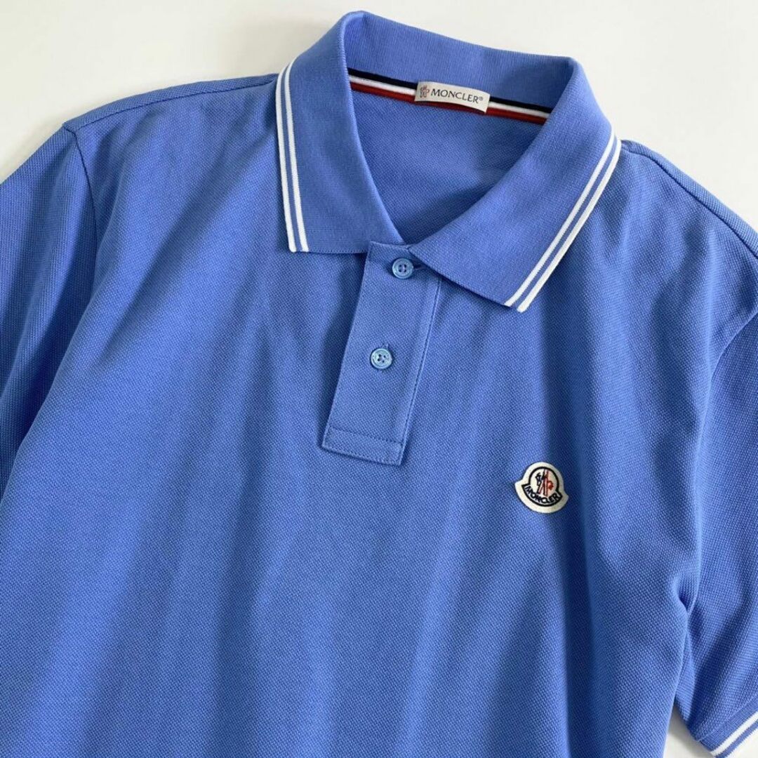 ビール 7e19-14 タグ付 MONCLER モンクレール ロゴワッペンポロシャツ サイズS ブルー MAGLIA POLO MANICA C マリアポロマニカ メンズ 半袖 春夏