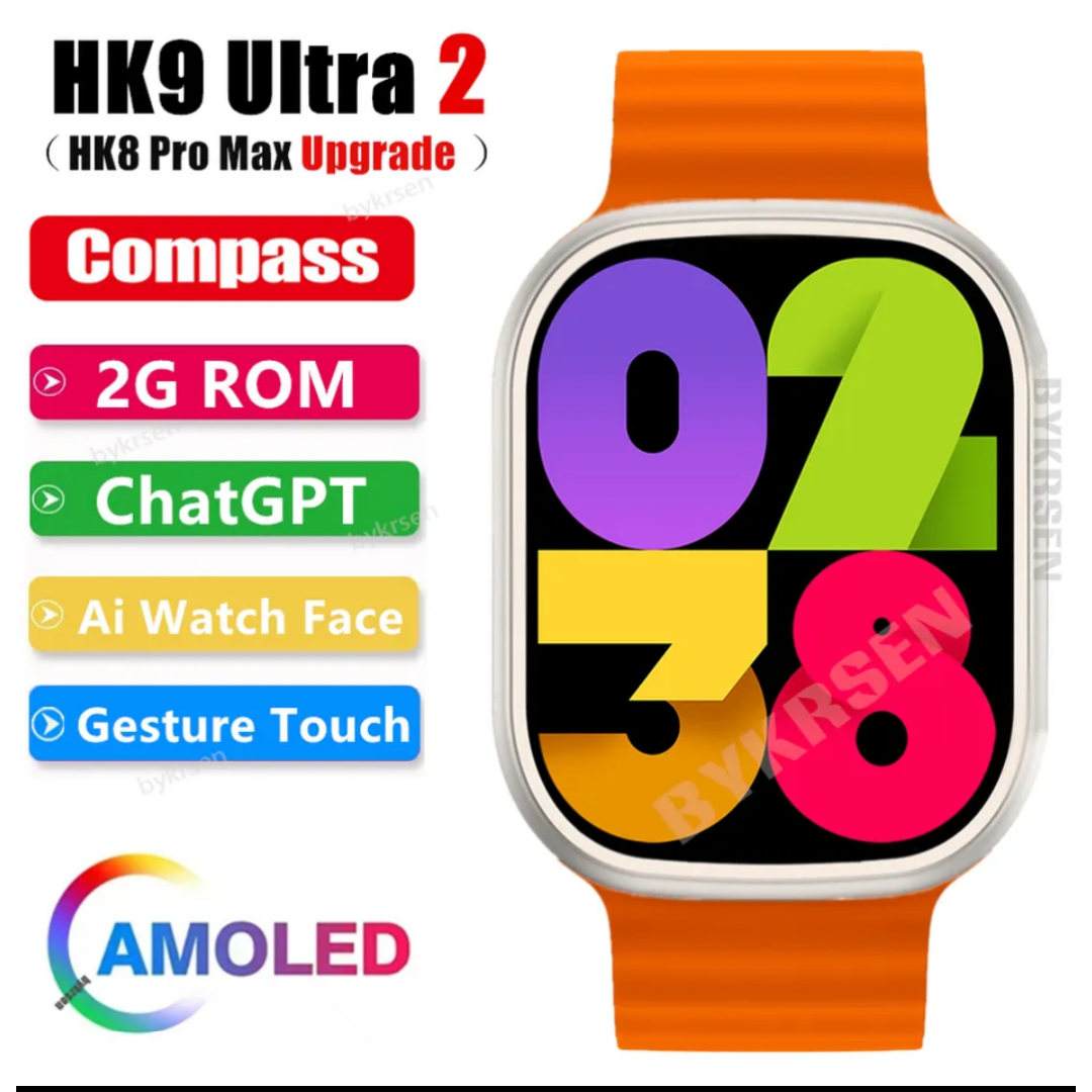 新品未使用　HK9　ULTRA２　最新バージョン　ChatGPT搭載　オレンジ メンズの時計(腕時計(デジタル))の商品写真