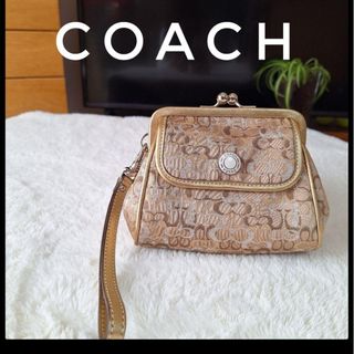 コーチ(COACH)の超希少✨COACH コーチ がま口 ポーチ お財布コインケース ピンク ゴールド(ポーチ)