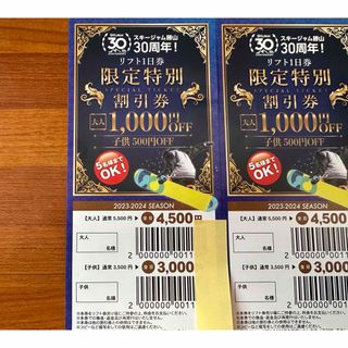 スキージャム勝山　リフト１日券　1000円off