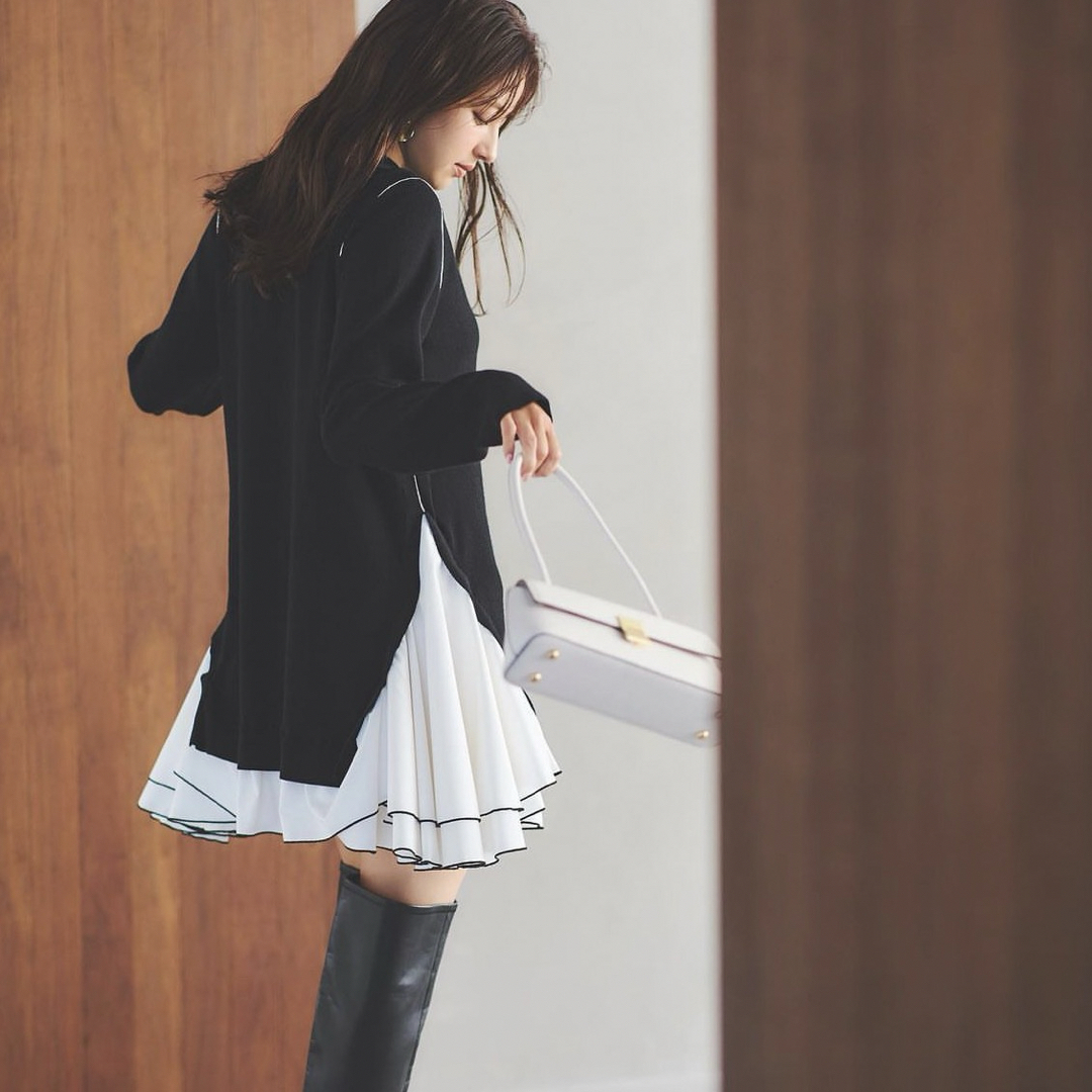 Rirandture - Rirandture 配色ラインシャツドッキングチュニック Rirandture - Rirandture 配色ラインシャツドッキングチュニック
