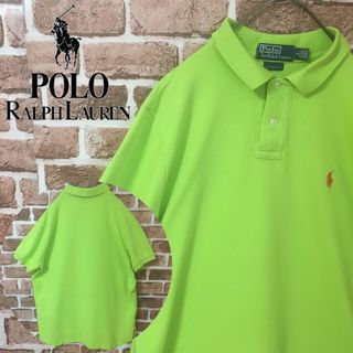 ポロラルフローレン(POLO RALPH LAUREN)の【Lサイズ】ポロバイラルフローレン☆刺繍ロゴ　ポロシャツ　黄緑　ヴィンテージ(ポロシャツ)