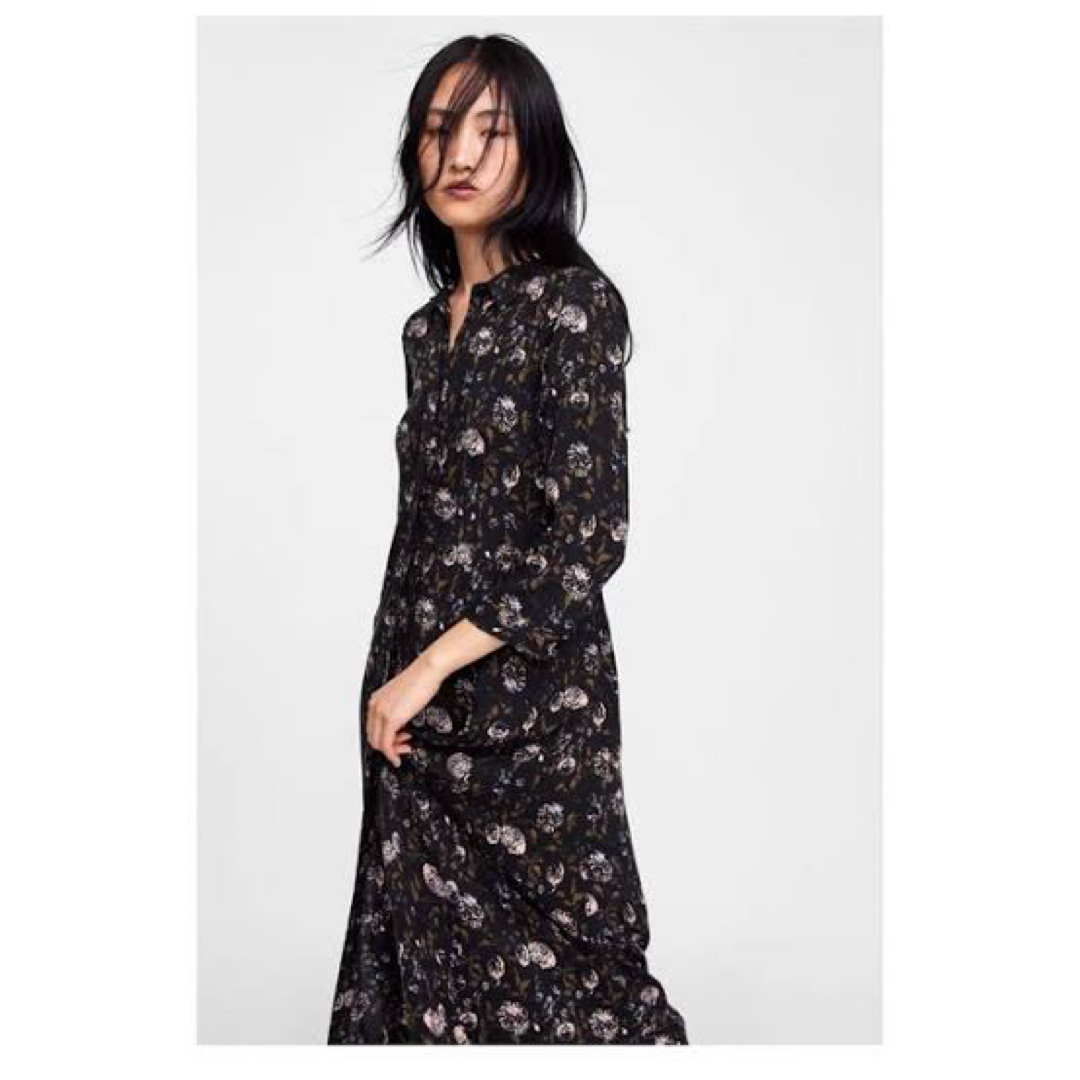 ZARA - 美品 ZARA ザラ ロングワンピース ワンピース 花柄 黒 ZARA - 美品 ZARA ザラ ロングワンピース ワンピース 花柄 黒