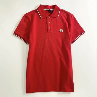 モンクレール(MONCLER)の7e19-11 タグ付 MONCLER モンクレール ロゴワッペンポロシャツ サイズS レッド MAGLIA POLO MANICA C マリアポロマニカ メンズ 半袖 春夏(シャツ)