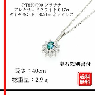 PT850/900 天然アレキサンドラライト 0.17ct 天然D0.21ct(ネックレス)