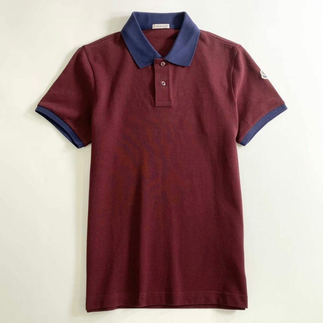 7e19-10 タグ付 MONCLER モンクレール ロゴワッペンポロシャツ サイズS ボルドー MAGLIA POLO MANICA マリアポロマニカ メンズ 半袖 春夏