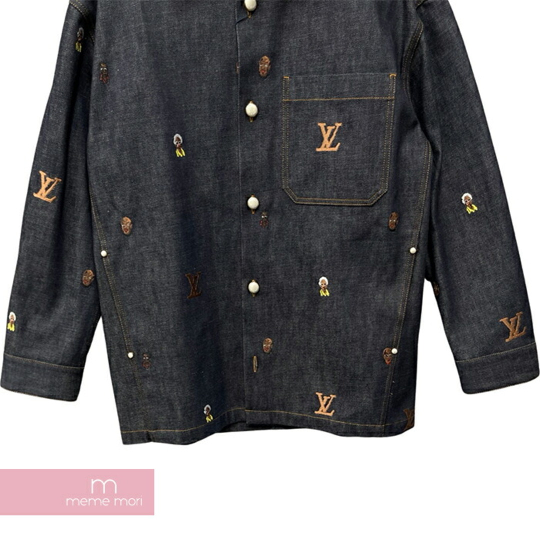 LOUIS VUITTON(ルイヴィトン)のLOUIS VUITTON 2024SS Embroidered Denim Over Shirt 1AFHVC ルイヴィトン エンブロイダード デニムオーバーシャツ ウォッシュデニム ヘンリーテイラー LVイニシャル インディゴ サイズ44 【240217】【中古-A】【me04】 メンズのジャケット/アウター(その他)の商品写真