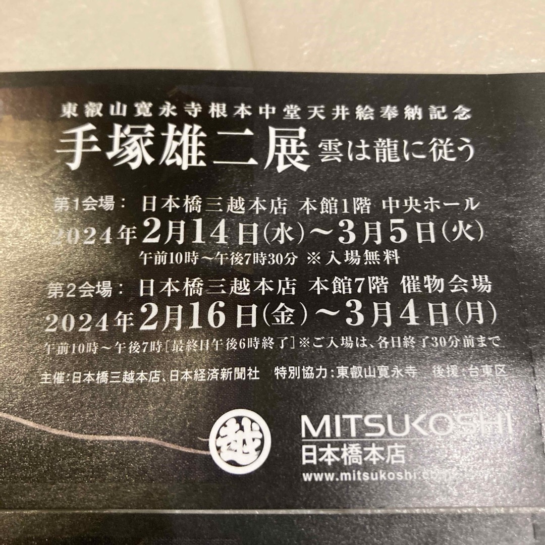 手塚雄二展二枚 チケットの施設利用券(美術館/博物館)の商品写真