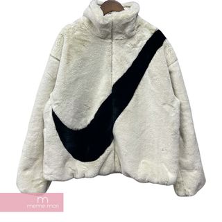 ナイキ(NIKE)のNIKE 20AW Womens NSW Swoosh Faux Fur Jacket CU6559-238 ナイキ ウィメンズ スウッシュフェイクファージャケット フリースジャケット ロゴ ホワイト×ブラック サイズL 【240217】【中古-A】【me04】(その他)