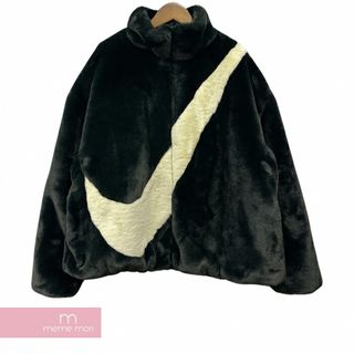 ナイキ(NIKE)のNIKE 20AW Womens NSW Swoosh Faux Fur Jacket CU6559-010 ナイキ ウィメンズ スウッシュフェイクファージャケット フリースジャケット ロゴ ブラック×ホワイト サイズXXL 【240217】【中古-A】【me04】(その他)