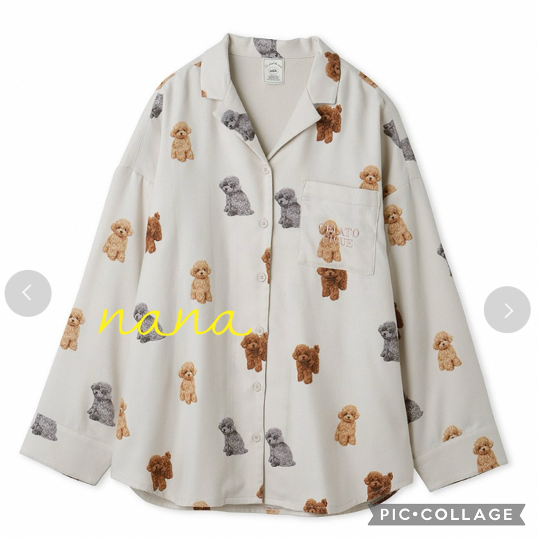 gelato pique - トイプードル柄ネル上下セット♡アイボリーの gelato pique - トイプードル柄ネル上下セット♡アイボリーの