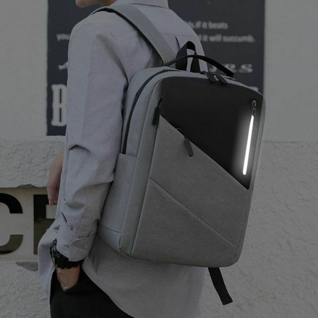 グレー パソコンバッグ リュック 通勤通学 PCポケット付き 大容量 メンズのバッグ(バッグパック/リュック)の商品写真
