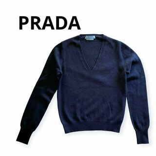 プラダ(PRADA)の【特別価格】美品❤︎PRADAプラダ カシミアVネックセーター ネイビー S(ニット/セーター)