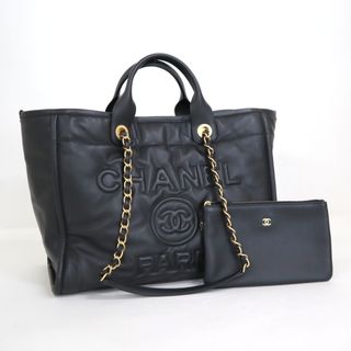 シャネル(CHANEL)の【CHANEL】シャネル ドーヴィル ラージショッピングバッグ A66941 カーフスキン×ブラック/kt09569md(ハンドバッグ)