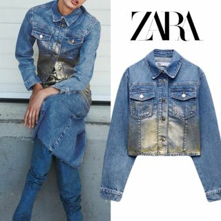 ザラ(ZARA)の16 ZARA Z1975 クロップド メタリック デニムジャケット(Gジャン/デニムジャケット)