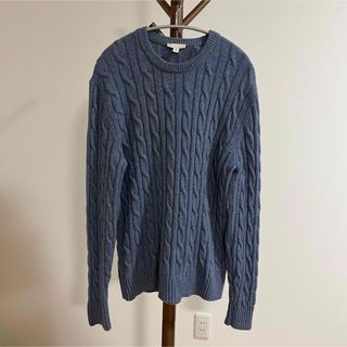 GAP フィッシャーマンニット セーター ブルー M(ニット/セーター)