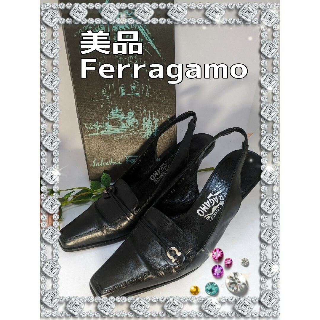 Salvatore Ferragamo(サルヴァトーレフェラガモ)の美品　Ferragamo　フェラガモ　パンプス　ブラック　6サイズ　23.5セン レディースの靴/シューズ(ハイヒール/パンプス)の商品写真