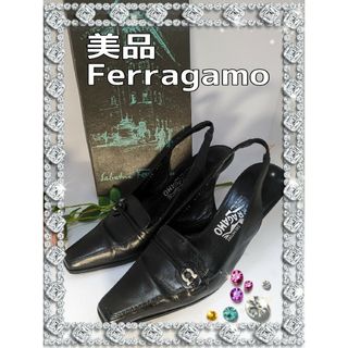 サルヴァトーレフェラガモ(Salvatore Ferragamo)の美品　Ferragamo　フェラガモ　パンプス　ブラック　6サイズ　23.5セン(ハイヒール/パンプス)