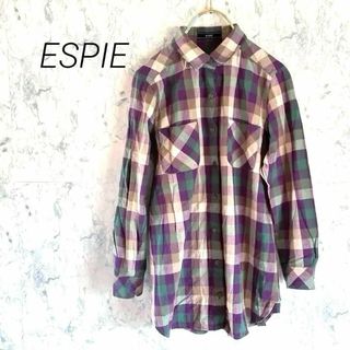 k10 ESPIE エスピエ イトキン チェックシャツ パープル系 チュニック(シャツ/ブラウス(長袖/七分))