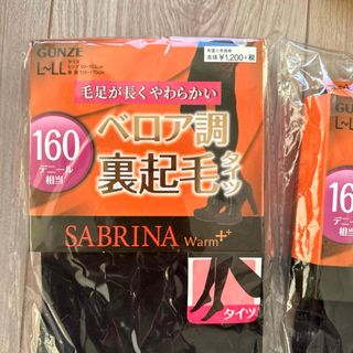 2点　グンゼ　サブリナ　毛布タッチタイツ　裏起毛　 L〜L L ストッキング(タイツ/ストッキング)