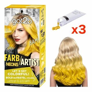 シュワルツコフ(Schwarzkopf)の3個セット got2b カラークリームヘアコンディショナー ネオンイエロー(カラーリング剤)