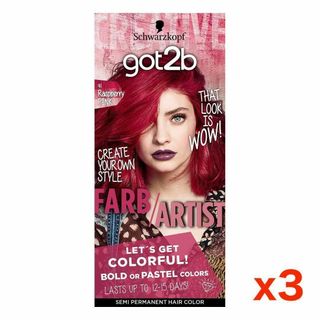 シュワルツコフ(Schwarzkopf)の3個セット シュワルツコフ got2b カラークリーム ラズベリーピンク(カラーリング剤)