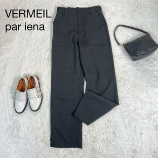 ヴェルメイユパーイエナ(VERMEIL par iena)のVERMEIL par iena イージーパンツ　ストレート　ウール　グレー40(カジュアルパンツ)