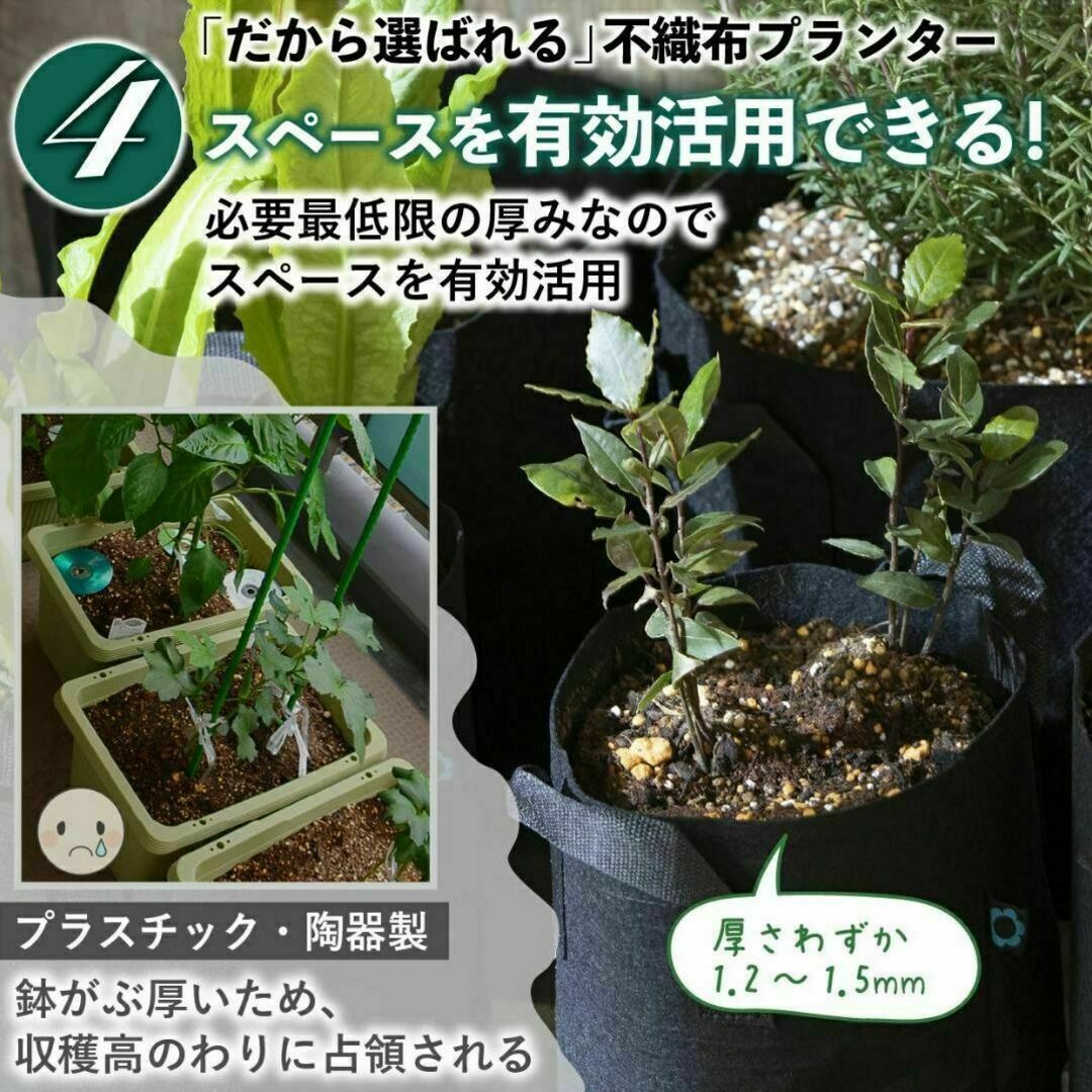 不織布プランター 2ガロン 植木鉢 7号 栽培袋 フェルト ベージュ ハンドメイドのフラワー/ガーデン(プランター)の商品写真