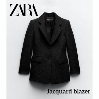 ザラ(ZARA)のZARA ジャカード織地 ロングブレザー ジャケット M(テーラードジャケット)