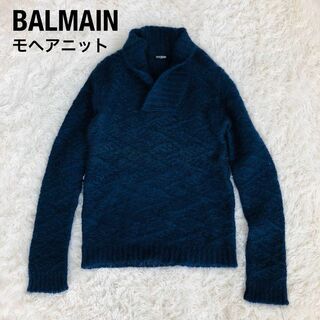 バルマン(BALMAIN)のBALMAIN PARISバルマン　モヘアニット　ネイビー紺色(ニット/セーター)