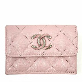 シャネル(CHANEL)の【限定価格】CHANEL シャネル 三つ折り財布 マトラッセ スモールウォレット ミニ財布 コンパクトウォレット スナップボタン 2023SS  キャビアスキン   ベビーピンク ゴールド金具 レディース 美品【中古品】(財布)