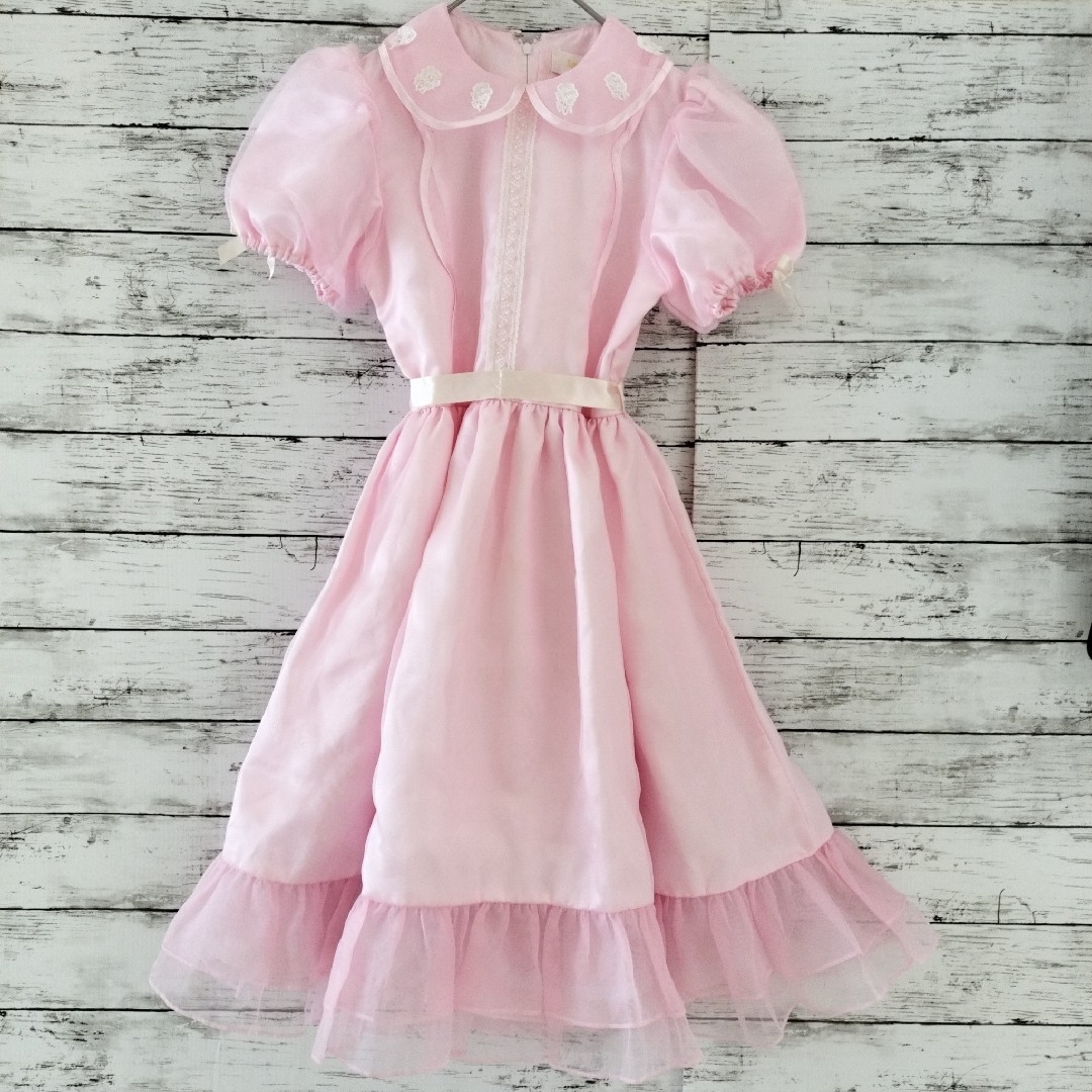 sun circle　 ワンピース　140フォーマルドレス　ピンク　薔薇チュール キッズ/ベビー/マタニティのキッズ服女の子用(90cm~)(ドレス/フォーマル)の商品写真