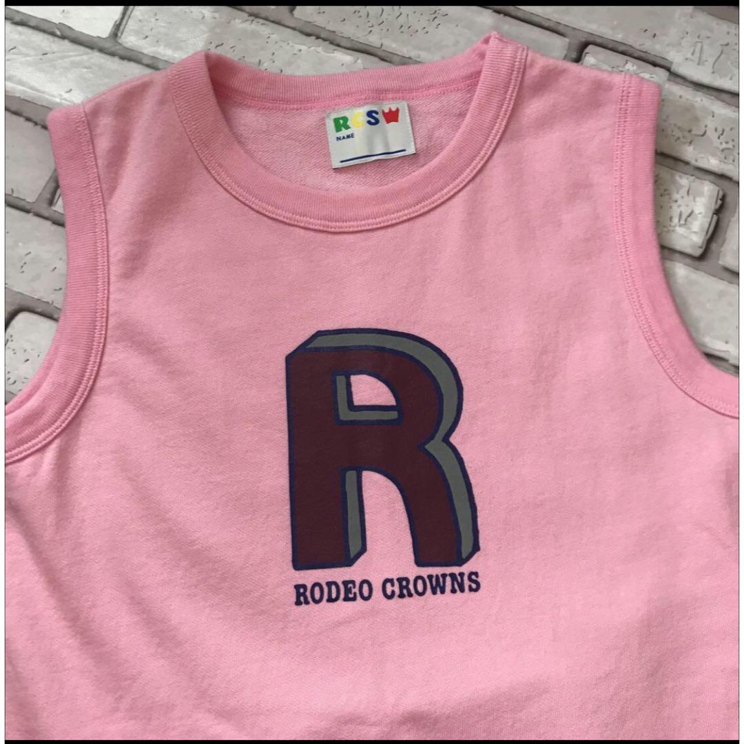 RODEO CROWNS(ロデオクラウンズ)の未使用　ノースリーブチューニックワンピース120　プルオーバー　ピンク　コットン キッズ/ベビー/マタニティのキッズ服女の子用(90cm~)(ワンピース)の商品写真