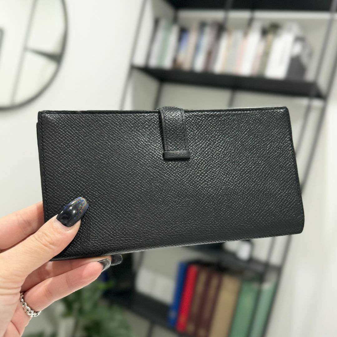 美品 エルメス ベアンコンパクト ヴォーエプソン ブラック Y刻印 美品 エルメス ベアンコンパクト ヴォーエプソン ブラック Y刻印