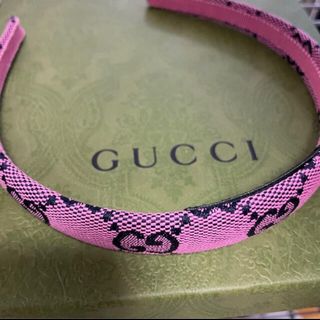 グッチ(Gucci)のGUCCI カチューシャ デニム ピンク レア(カチューシャ)