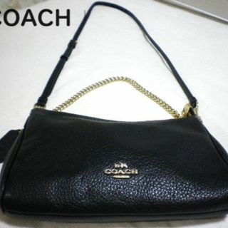 コーチ(COACH)のCOACH コーチ ショルダーバッグ レザー チェーン 2way ブラック(ショルダーバッグ)