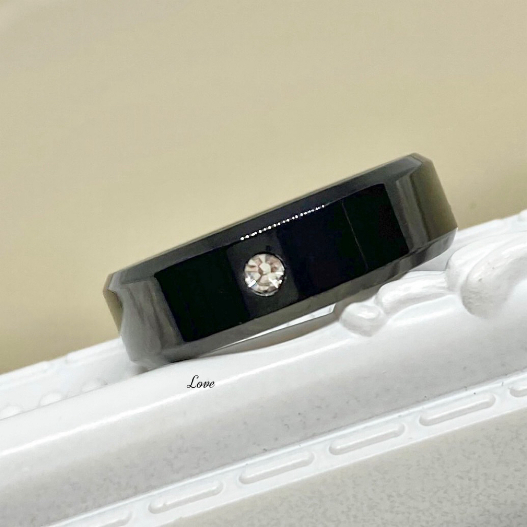New角 ステンレスリング ブラック ステンレス指輪 シンプル一粒リング メンズのアクセサリー(リング(指輪))の商品写真
