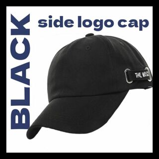 キャップ 深め UV 韓国 ロゴ帽子 ユニセックス ブラック シンプル(キャップ)
