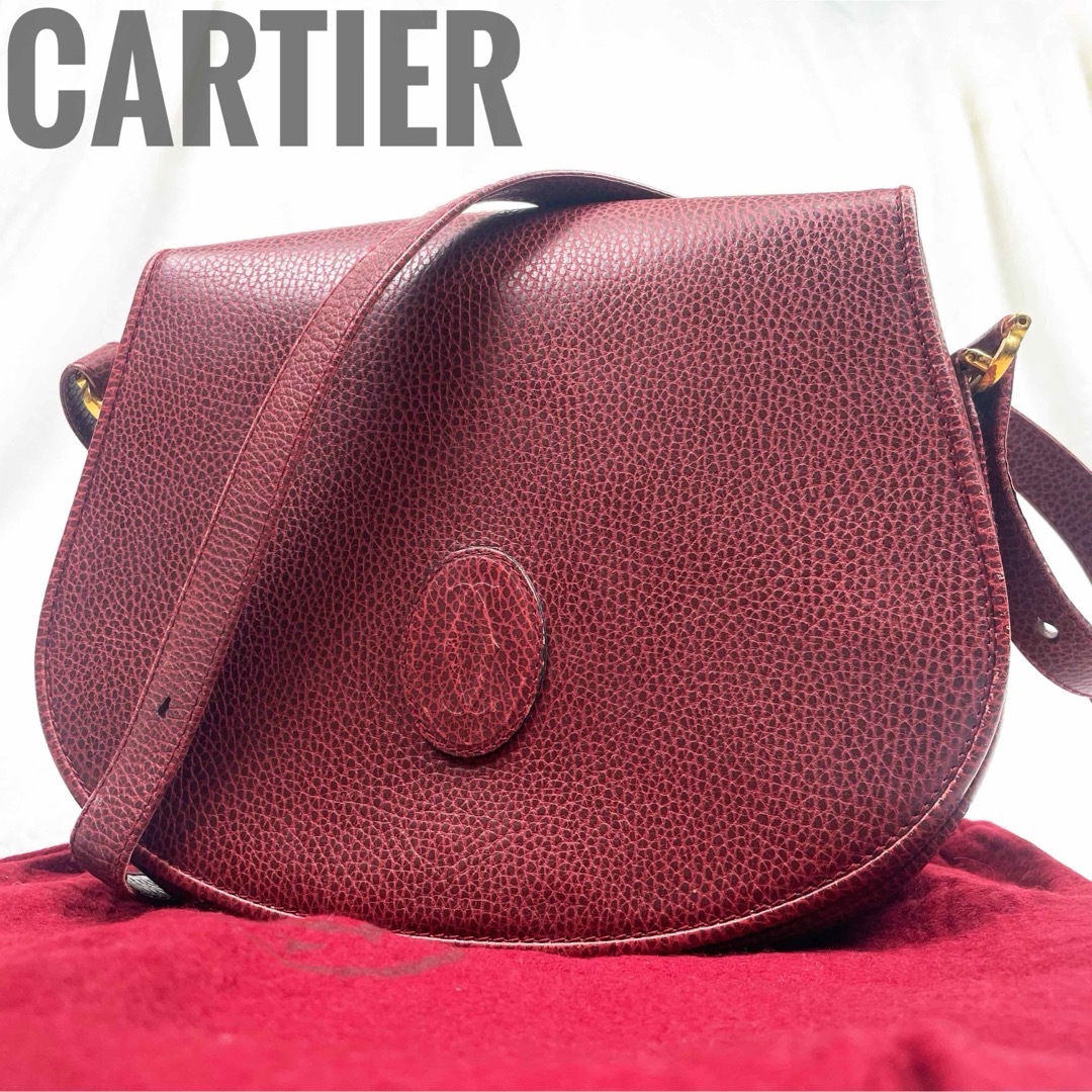 Cartier(カルティエ)のCARTIER マストライン ショルダーバッグ クロスボディ シボ革 ボルドー レディースのバッグ(ショルダーバッグ)の商品写真