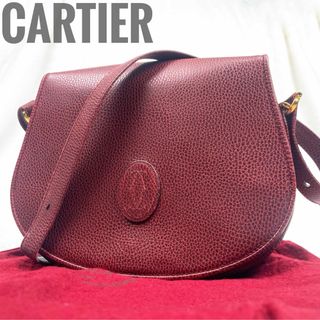 カルティエ(Cartier)のCARTIER マストライン ショルダーバッグ クロスボディ シボ革 ボルドー(ショルダーバッグ)